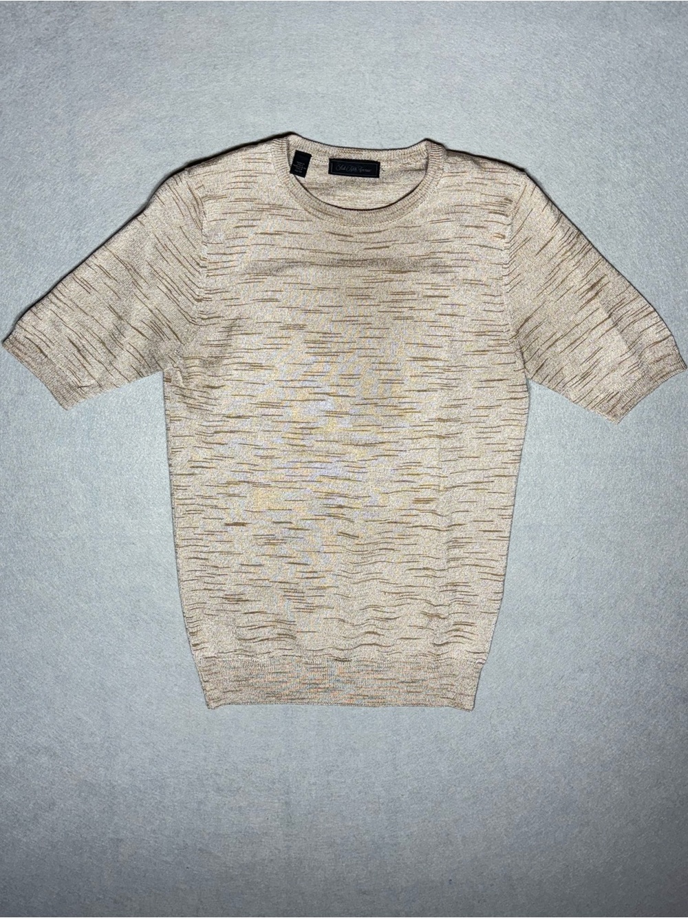Saks Fifth Avenue Beige Marled Short Sleeve Crewneck short sleeve